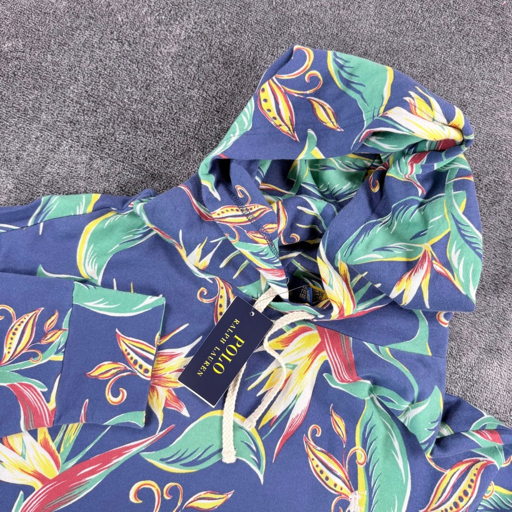 Polo Ralph Lauren Mens XXL Tropical Bird of Paradise Floral Hoodie Blue NEW